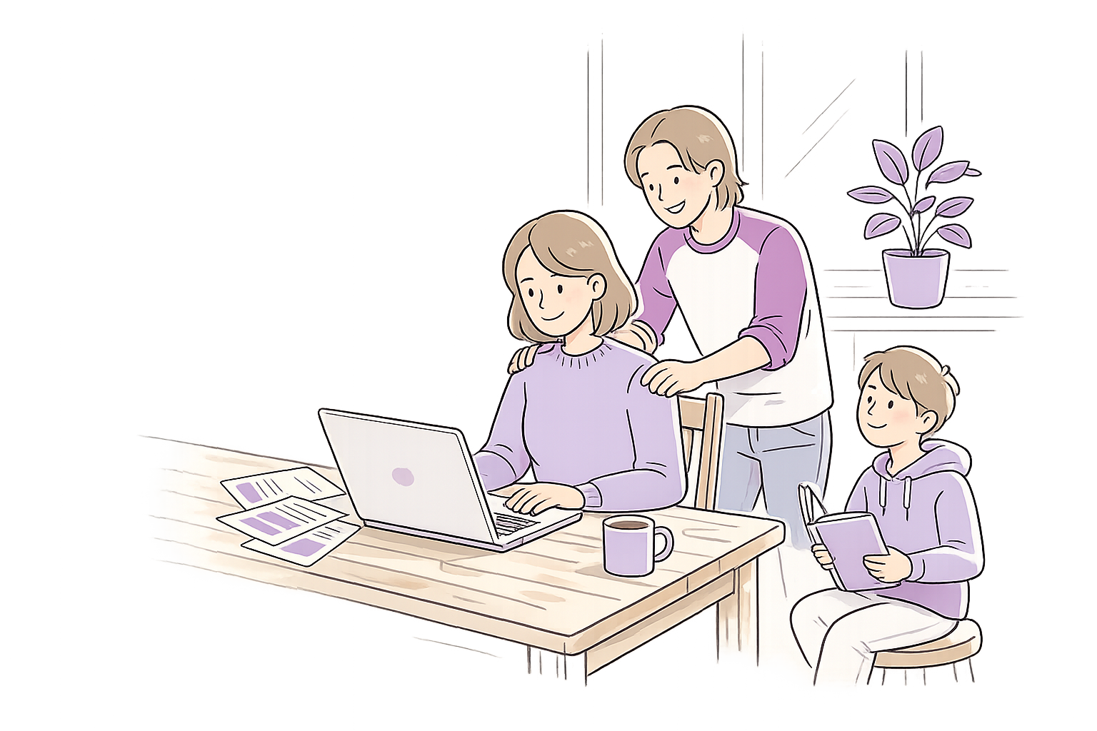 Family working through a checklist together